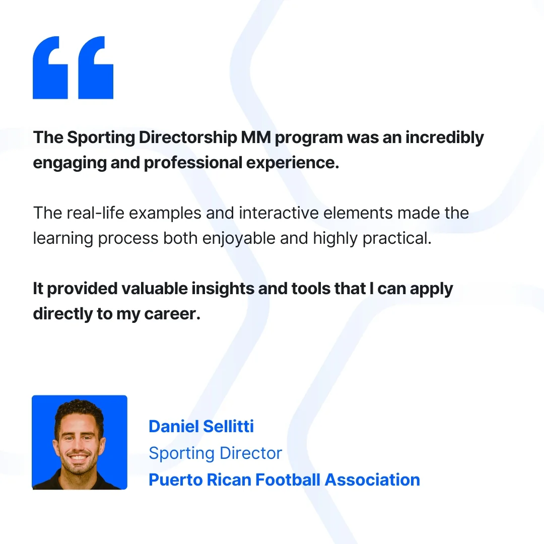 Daniel Sellitti Sporting Director Puerto Rican Football Association-Testimonial-Mini MBA Sporting Directorship