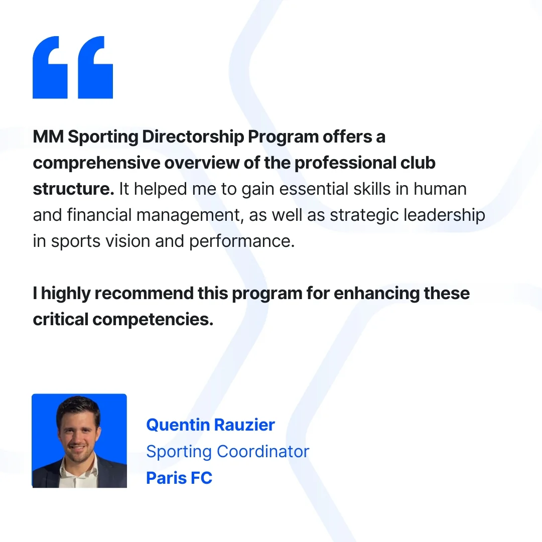 Quentin Rauzier Sporting Coordinator Paris FC-Mini MBA Sporting Directorship Program